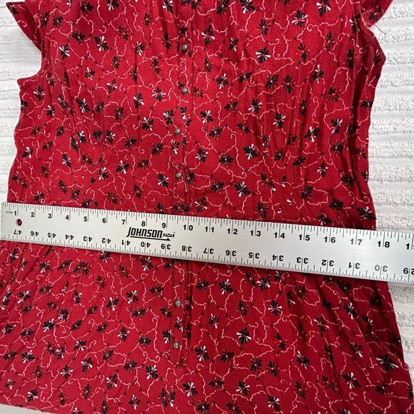 Free People Womens Debby Dot Romper Size Medium Red Floral Short Sleeve Casual - Picture 7 of 9